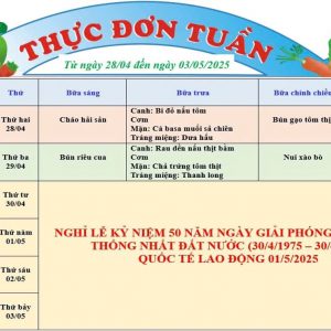 THỰC ĐƠN TUẦN 1 THÁNG 5 NĂM 2025