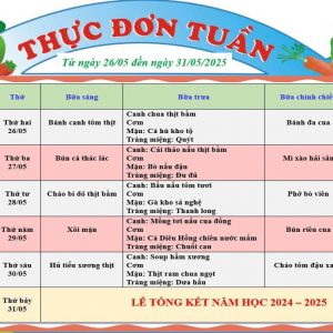 THỰC ĐƠN TUẦN 5 THÁNG 5 NĂM 2025