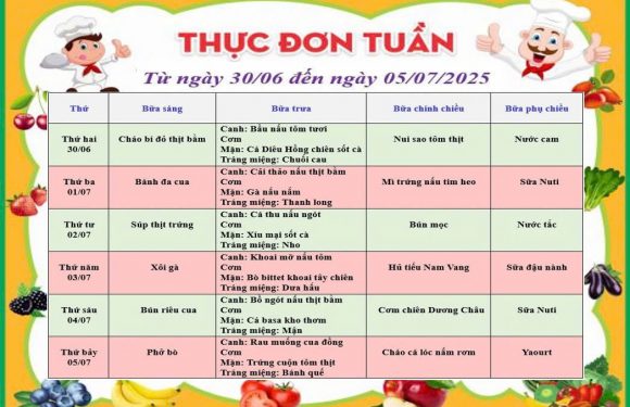 THỰC ĐƠN TUẦN 1 THÁNG 7 NĂM 2025